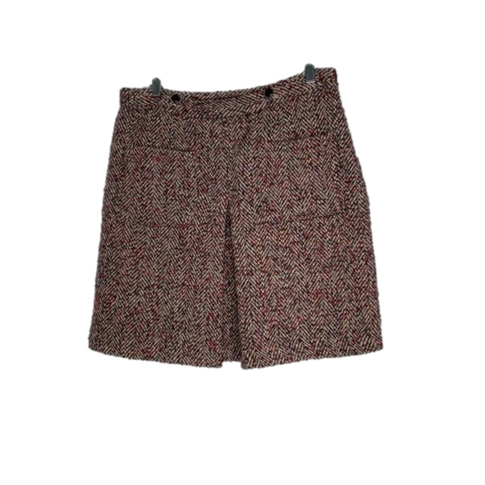 Chic Tweed Skirt - Red and Black